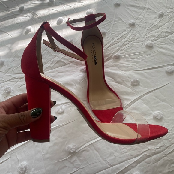 Red & Clear Fashion Nova Heels - Picture 2 of 2